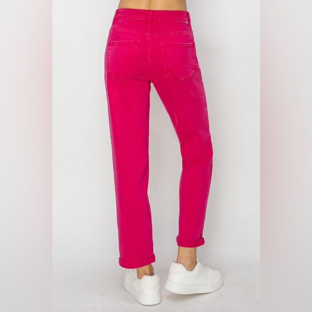 RDP5546X FUCHSIA PLUS Risen High Rise Boyfriend Pants - Picture 2 of 3